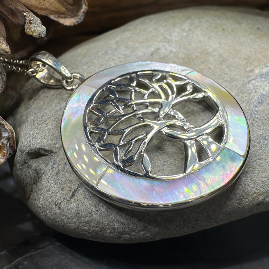 Carmina Tree of Life Shell Necklace in Sterling Silver