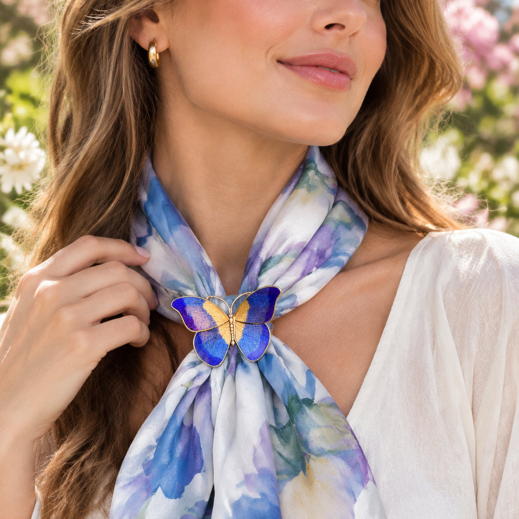 Enamel Soft Hue Butterfly Scarf Ring