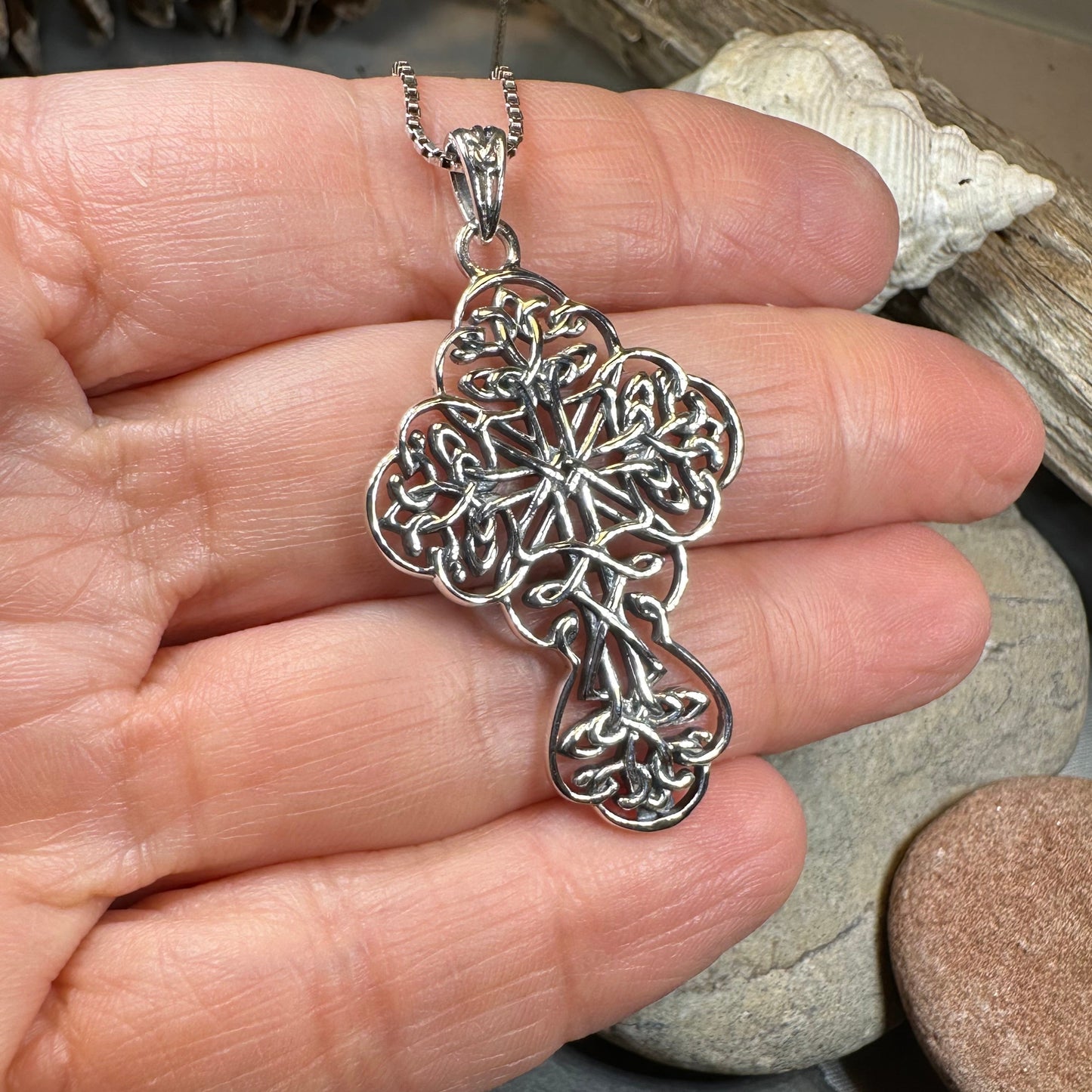Amiens Celtic Cross Necklace in Sterling Silver