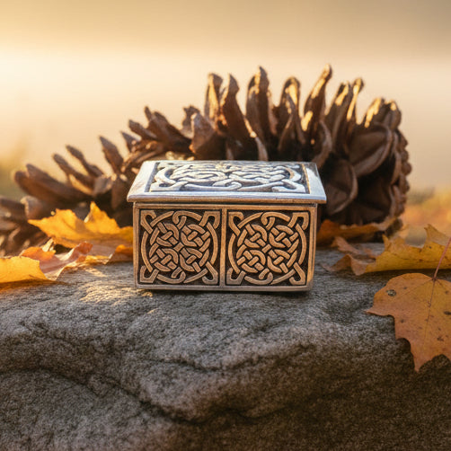 Small Square Celtic Trinket Box - Handmade in Pewter