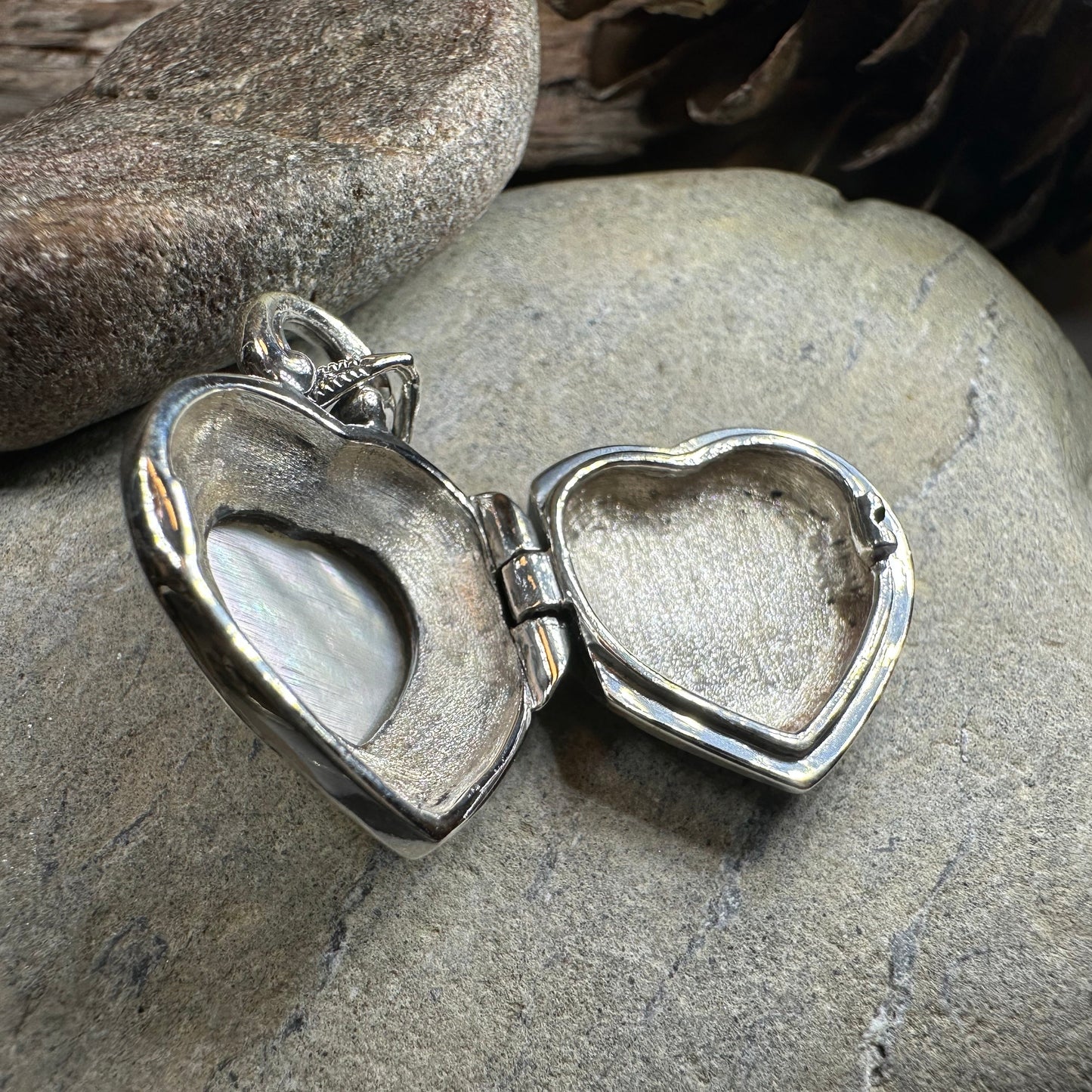 Locket Heart Marcasite Necklace in Sterling Silver — view 9
