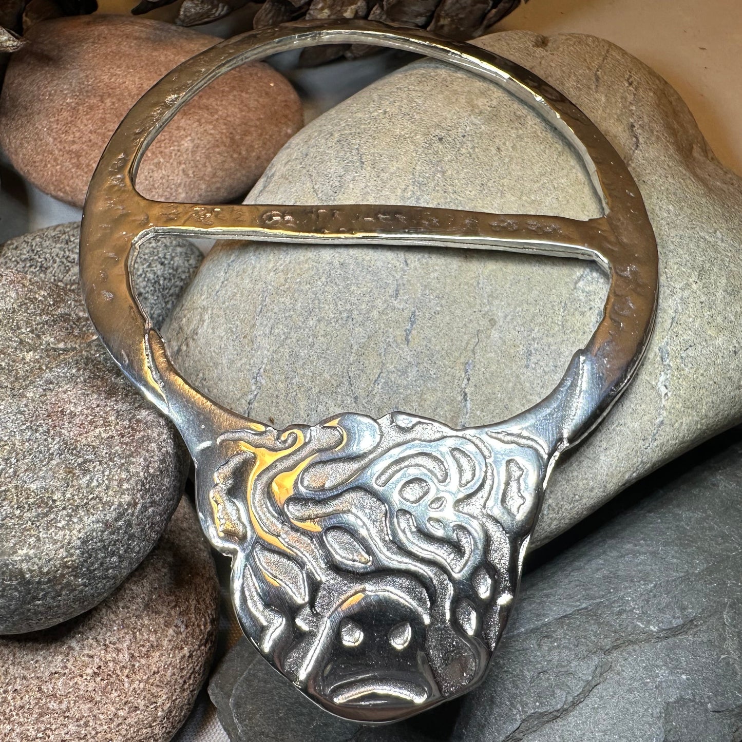 Scruffy Highland Cow Scarf Ring - Handmade in Scotland