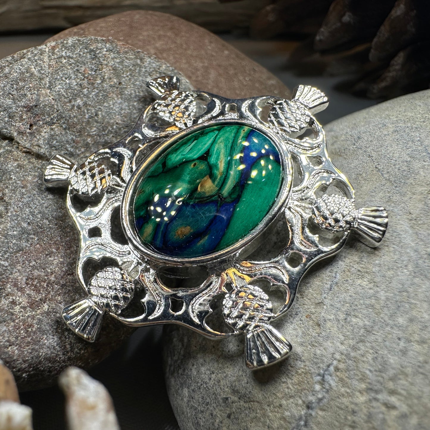 Heathergems Scottish Thistle Oval Brooch - Handmade in Scotland — view 14