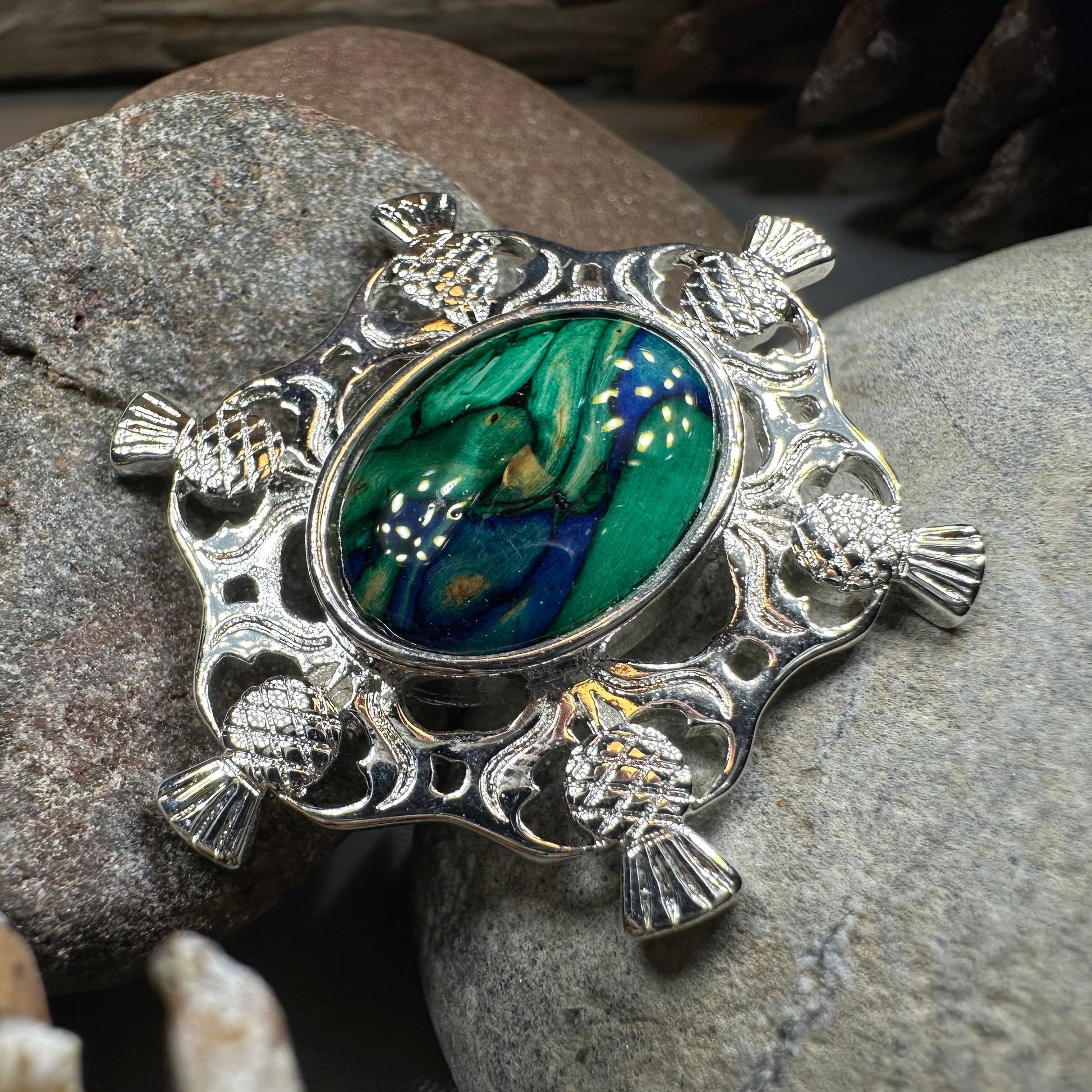 Heathergems Scottish Thistle Oval Brooch - Handmade in Scotland — view 14