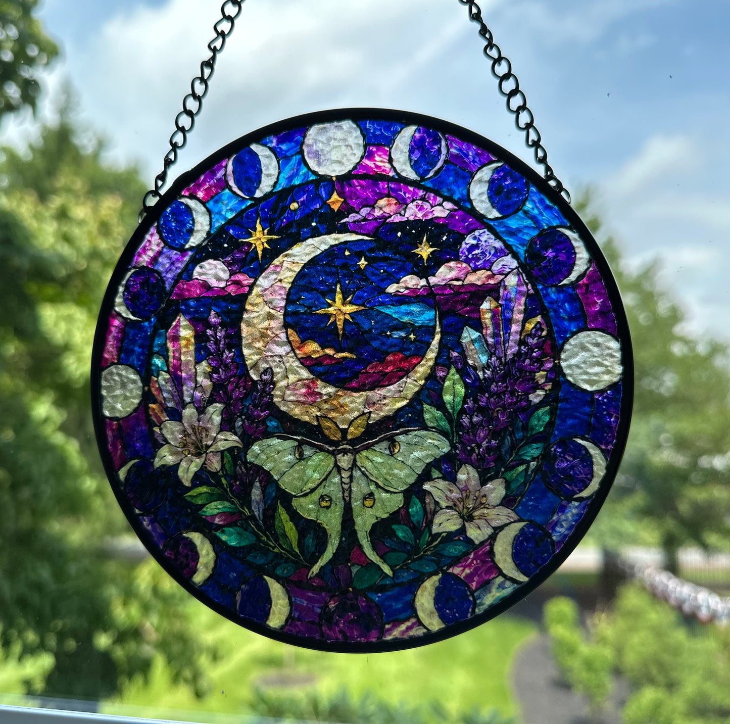 Magical Crescent Moon & Luna Moth Suncatcher