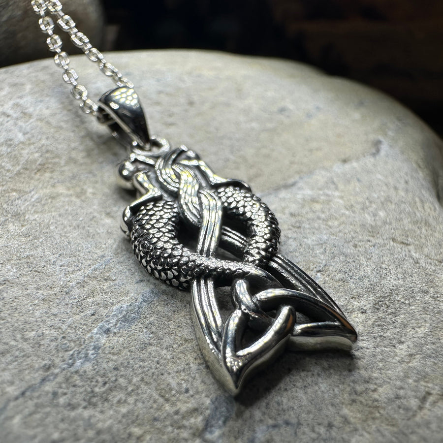 Celtic Mermaid Sisters Necklace in Sterling Silver