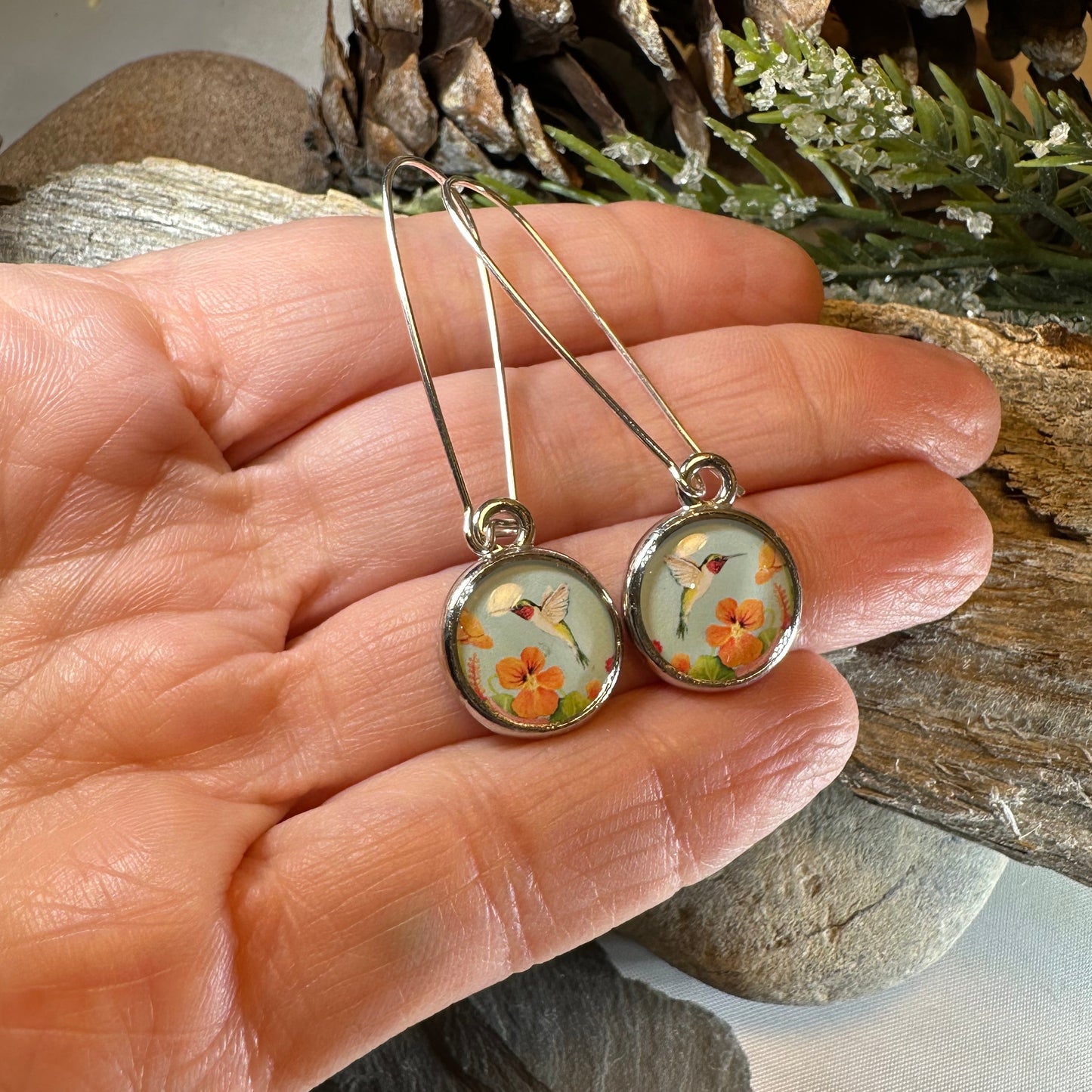 Busy Hummingbird Art Earrings
