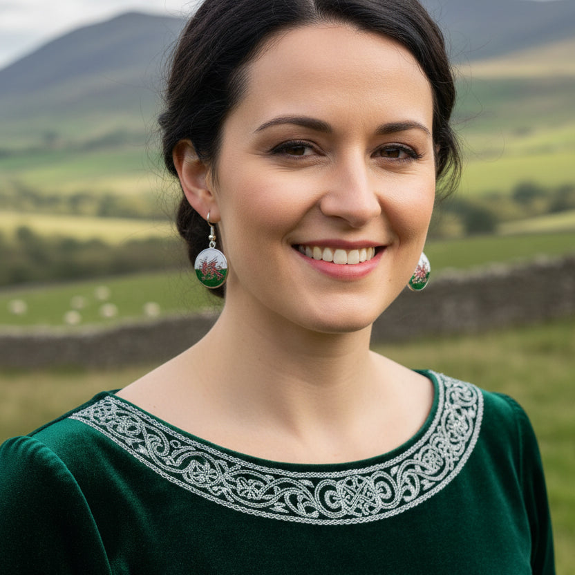Bangor Welsh Dragon Enamel Earrings - Wales Gift