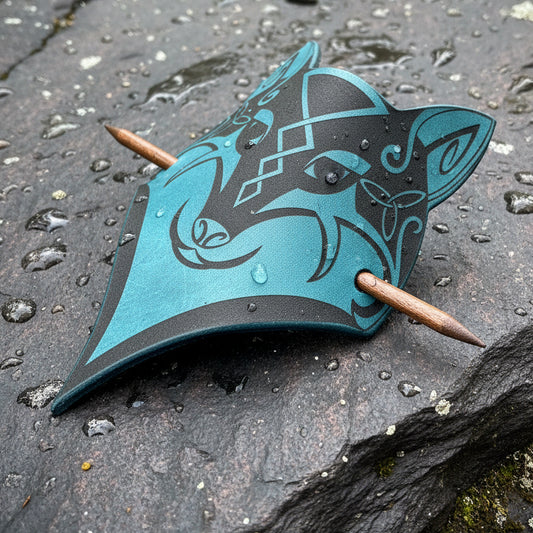 Celtic Wolf Leather Hair Slide for Women