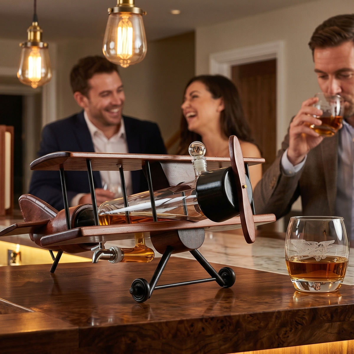 Whiskey Decanter Airplane Set Premium Barware