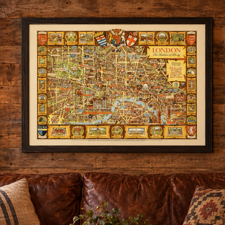 Vintage Map of London, England 1951 Wall Art