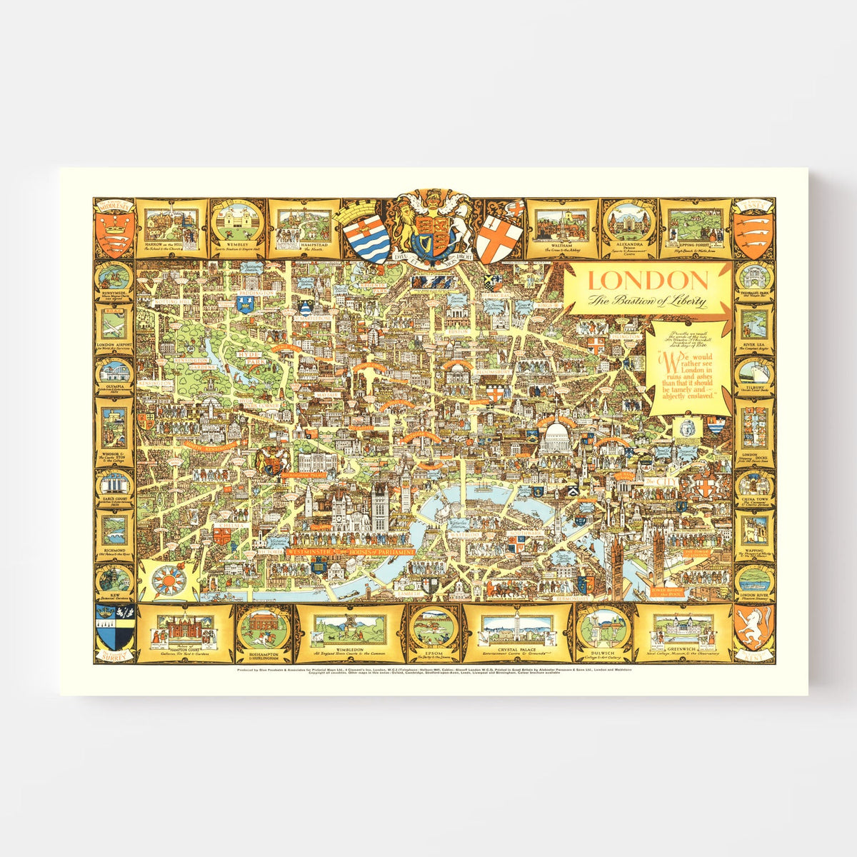 Vintage Map of London, England 1951 Wall Art