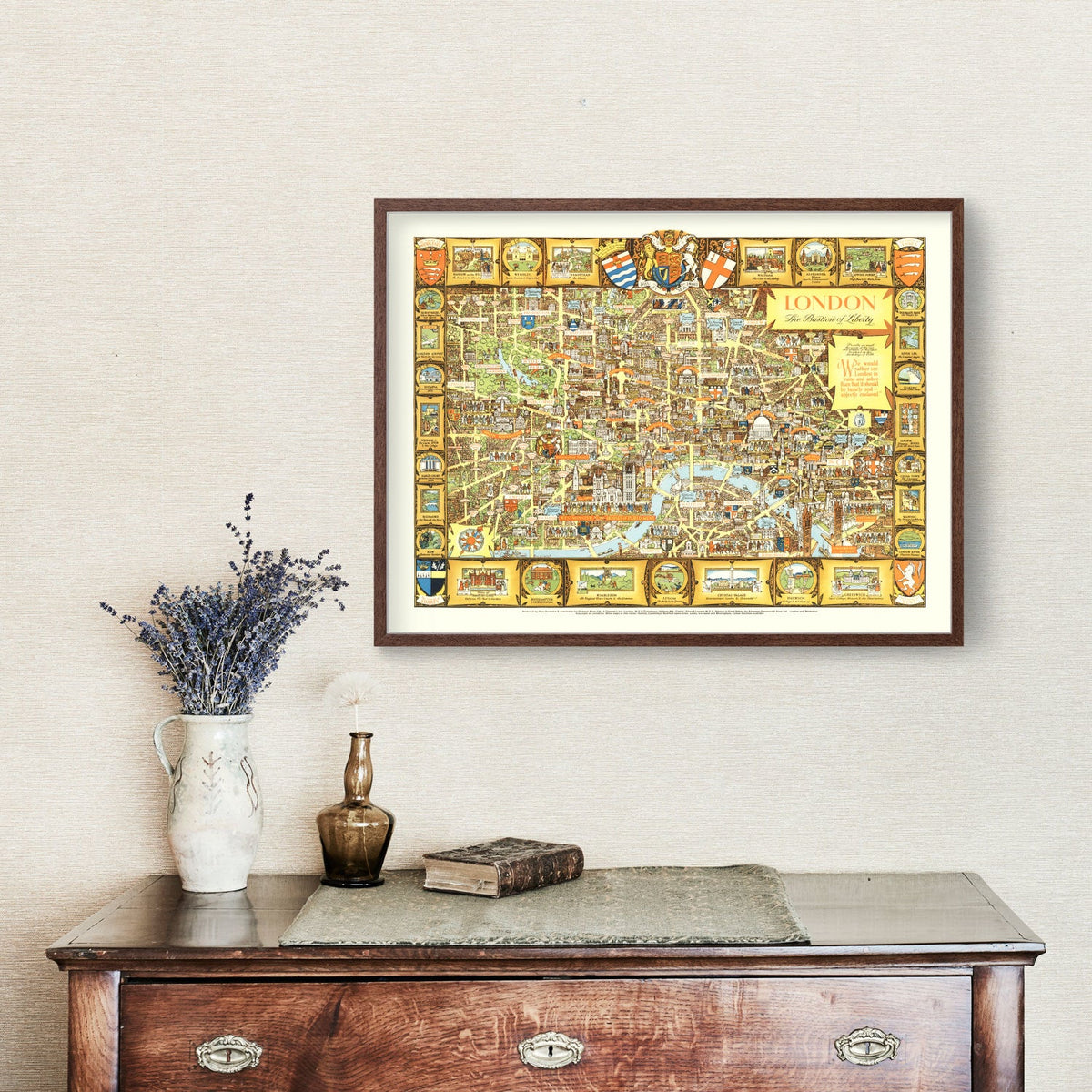 Vintage Map of London, England 1951 Wall Art