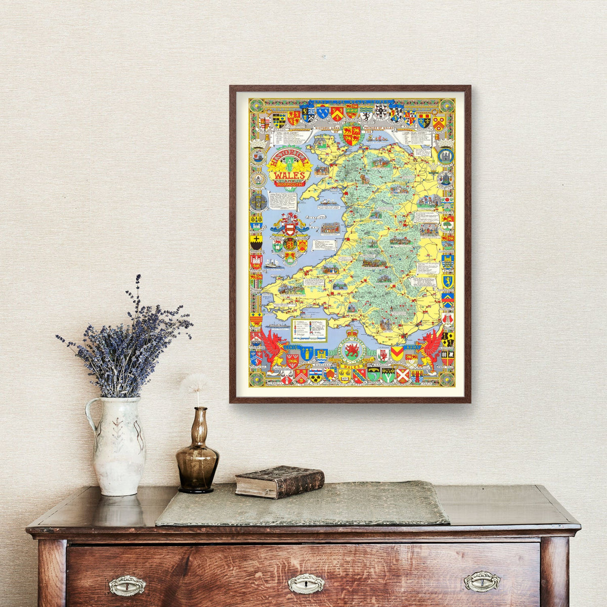 Vintage Map of Wales, 1966 Wall Art