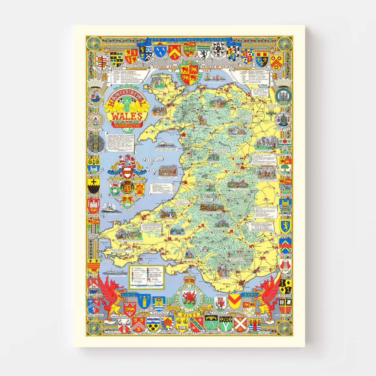 Vintage Map of Wales, 1966 Wall Art