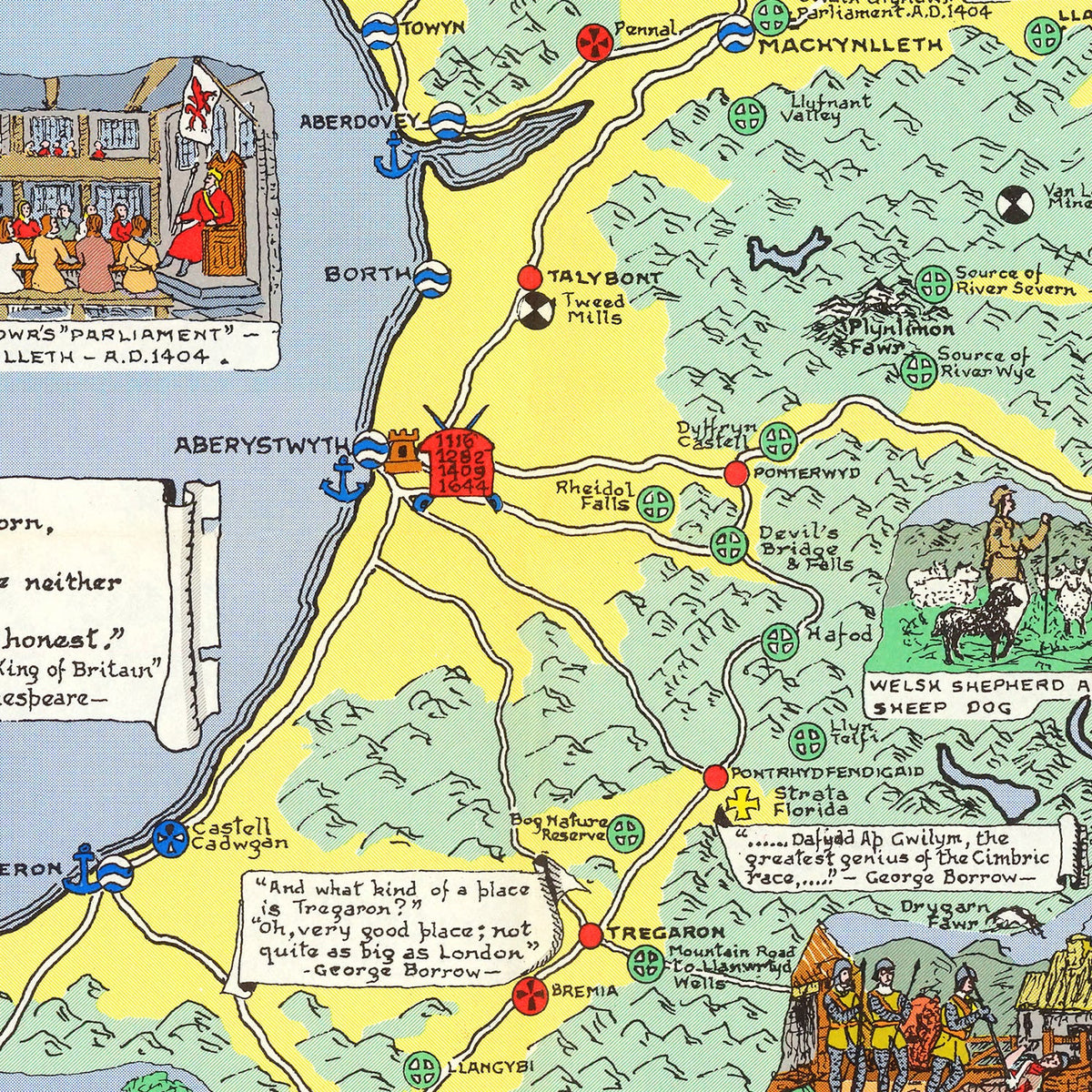 Vintage Map of Wales, 1966 Wall Art