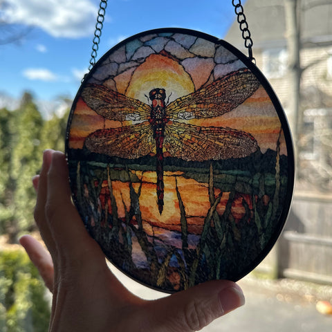Load image into Gallery viewer, Sunset Dragonfly Suncatcher
