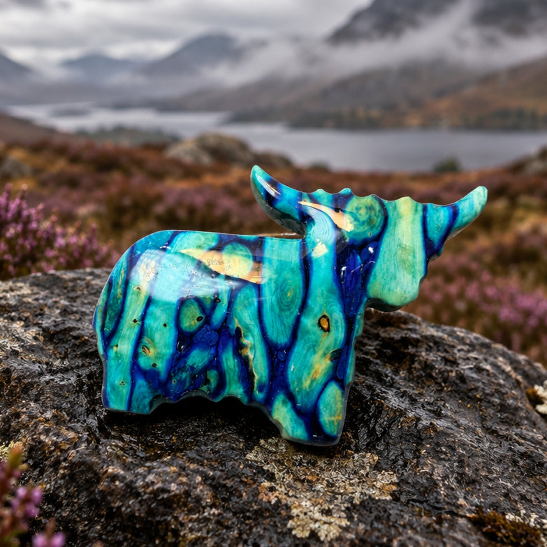 Heathergems Knox Highland Cow Brooch - Handmade in Scotland