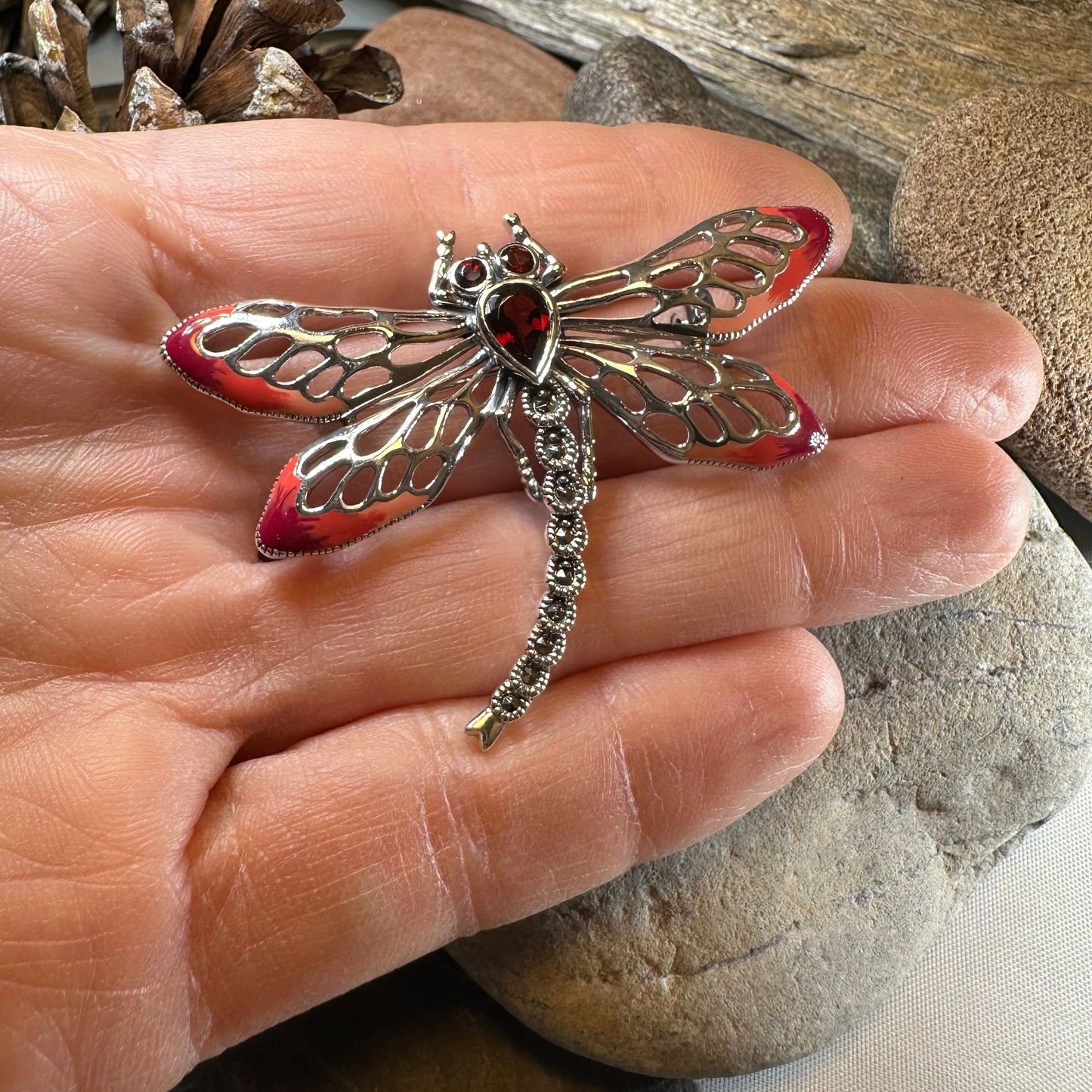 Damsel Dragonfly Marcasite Brooch