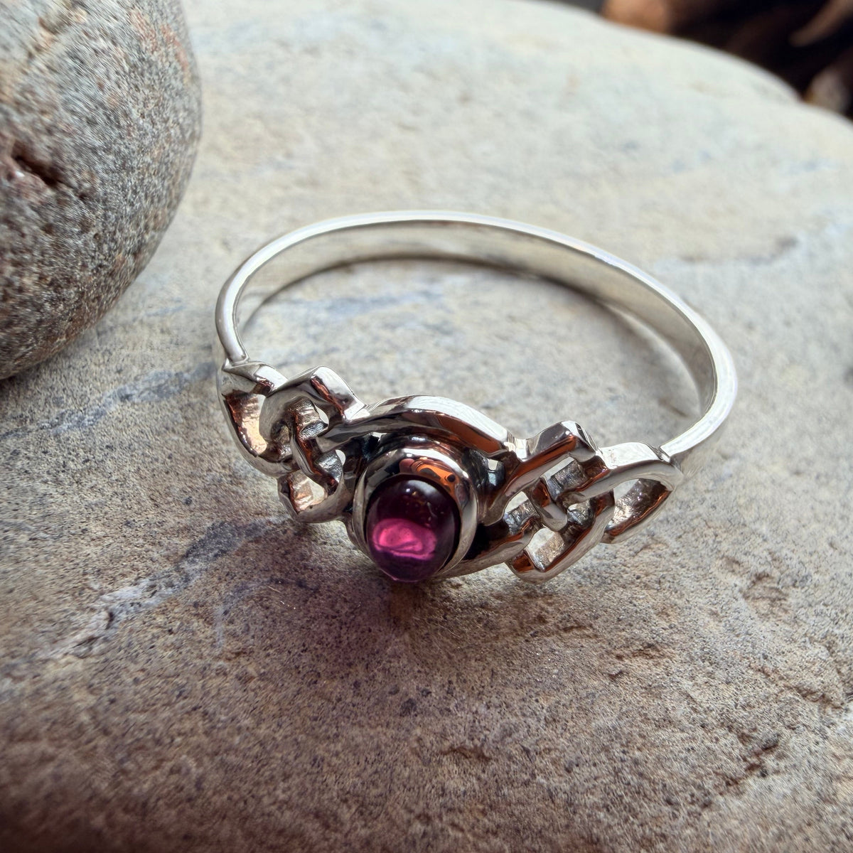 Dahlia Celtic Knot Garnet Ring for Women