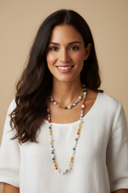 Flirty Sugar Skull Long Beaded Necklace