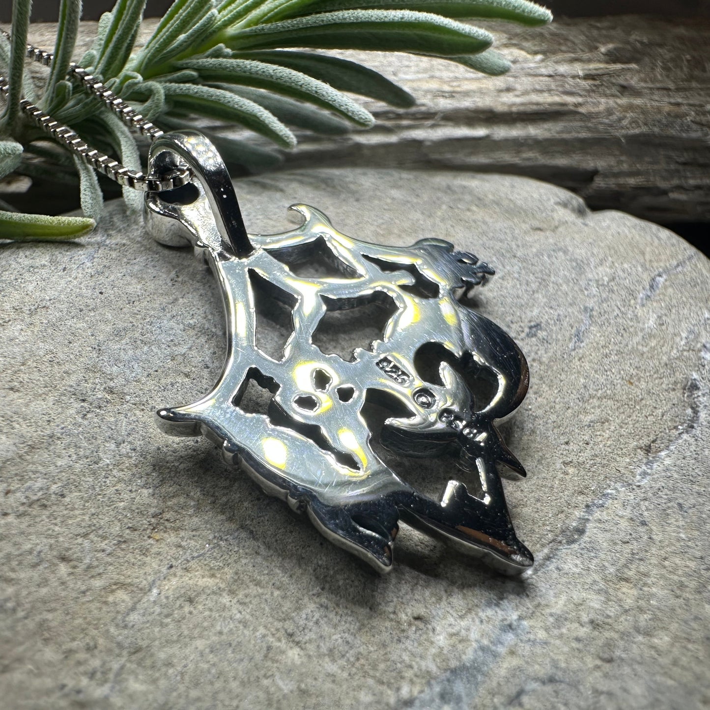 Moonstone Italian Cimaruta Pendant in Sterling Silver — view 8