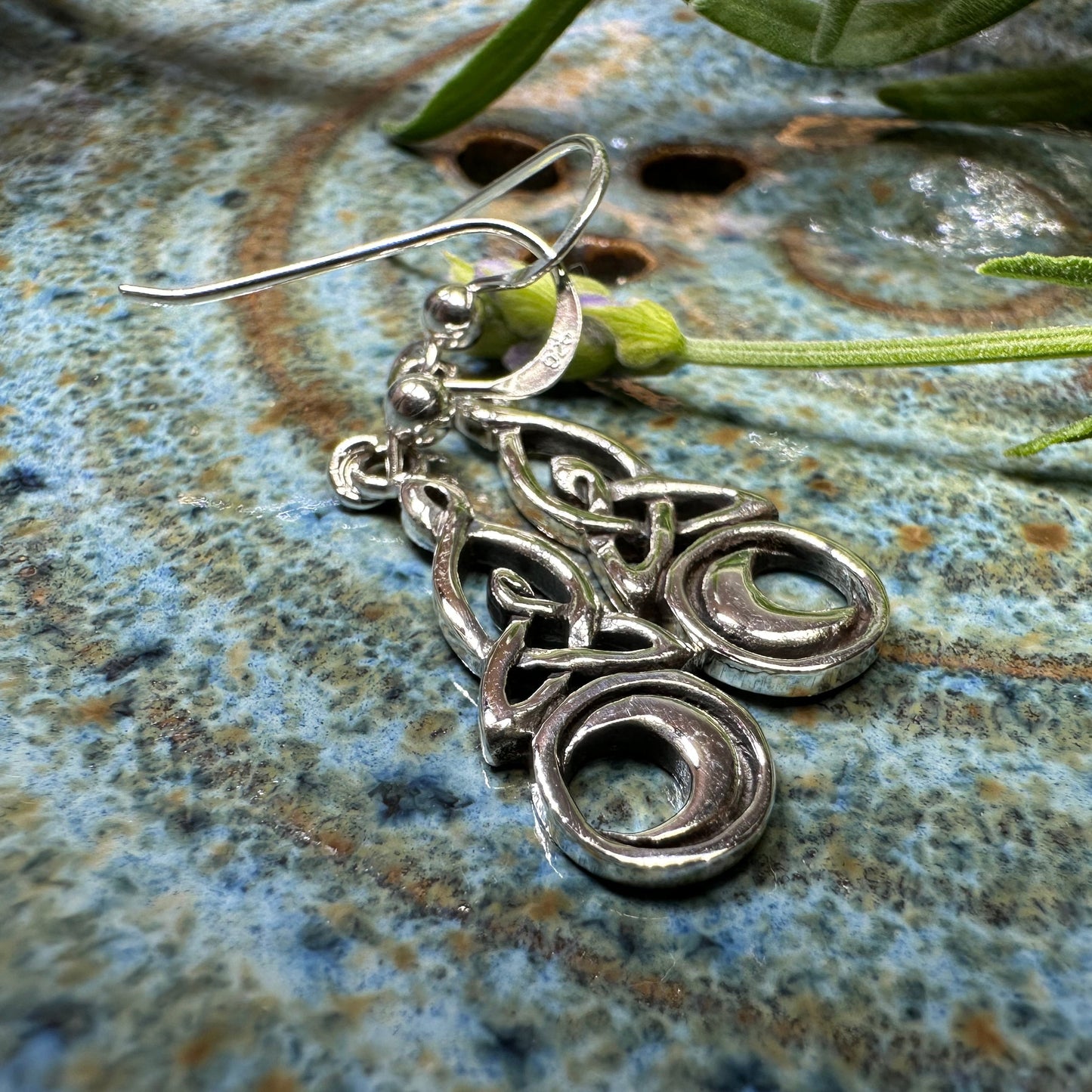 Cassiopeia Celtic Moon Earrings in Sterling Silver