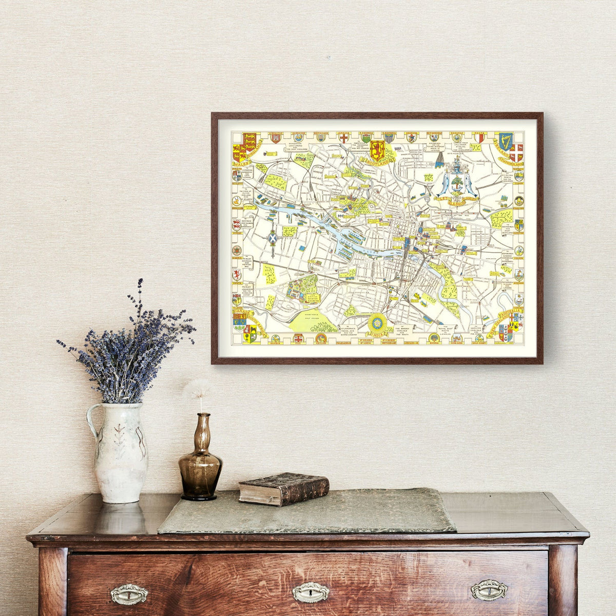 Vintage Map of Glasgow, Scotland 1938 Wall Art