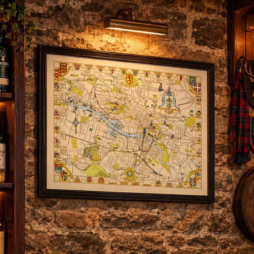 Vintage Map of Glasgow, Scotland 1938 Wall Art