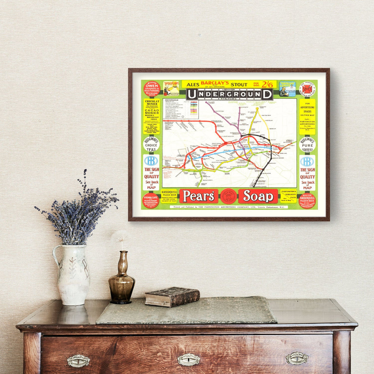 Vintage Railroad Map of London 1908 Wall Art