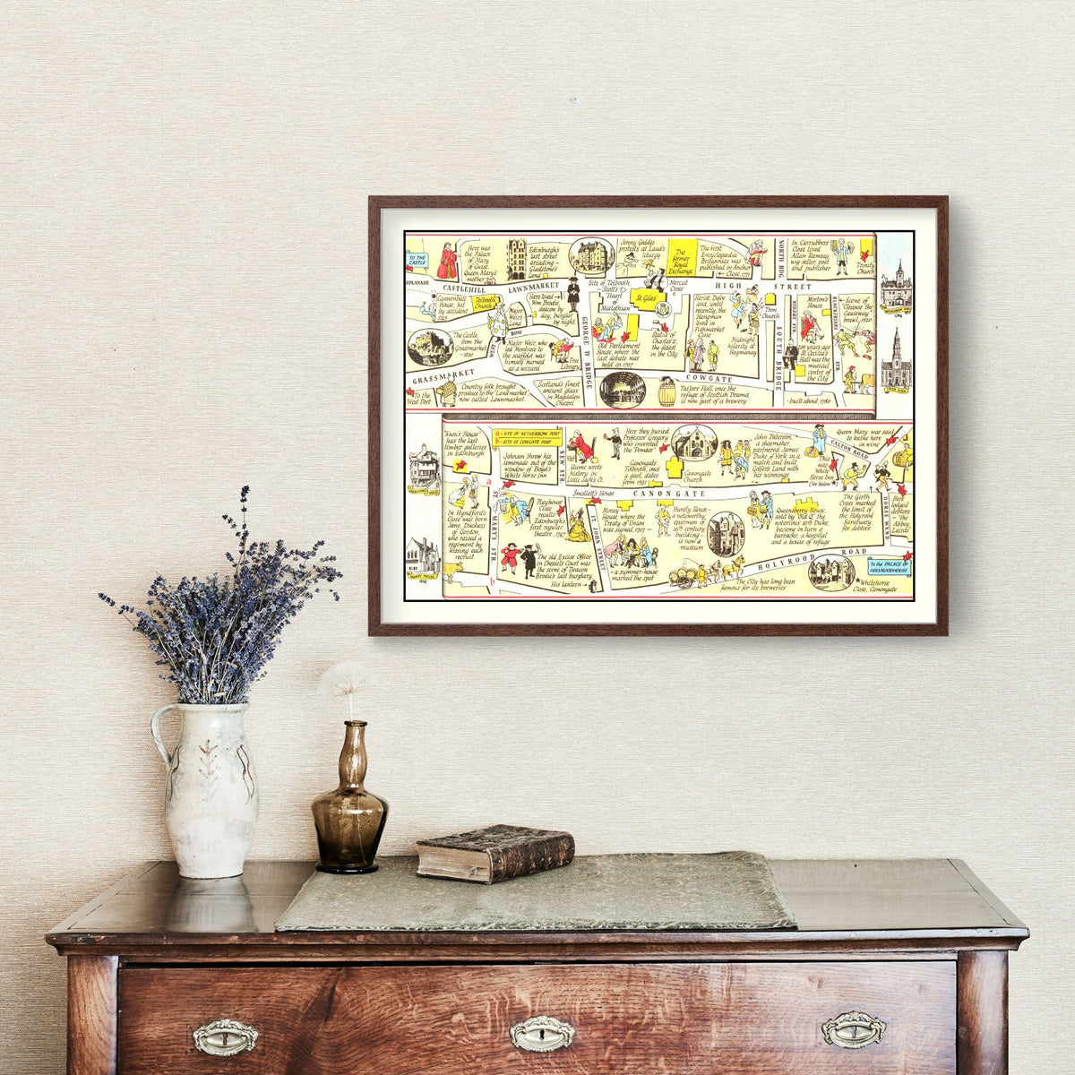 Vintage Map of Royal Mile of Edinburgh, 1948 Wall Art