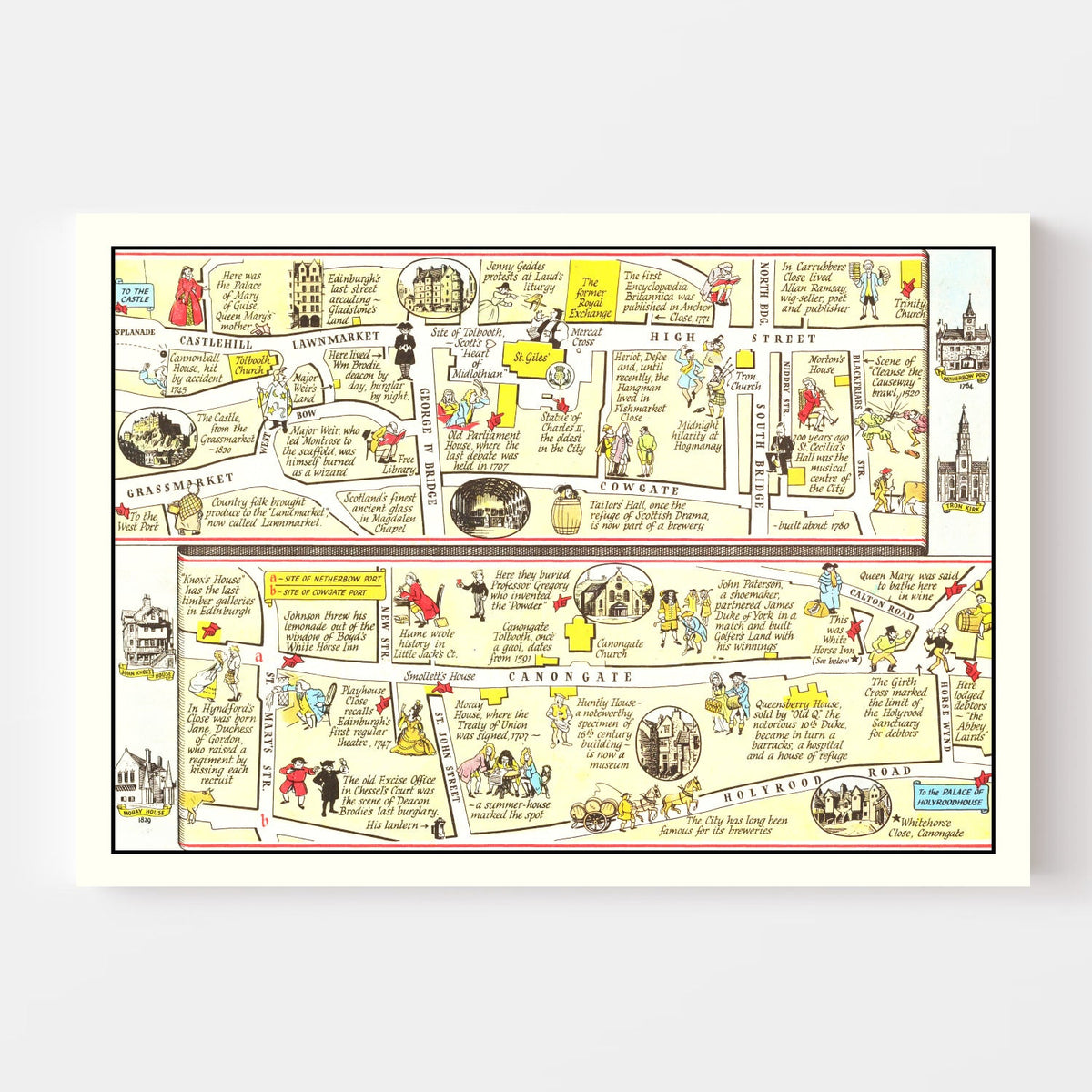 Vintage Map of Royal Mile of Edinburgh, 1948 Wall Art