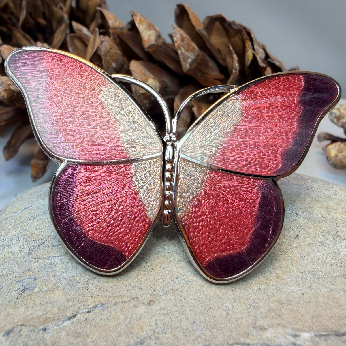 Enamel Soft Hue Butterfly Scarf Ring