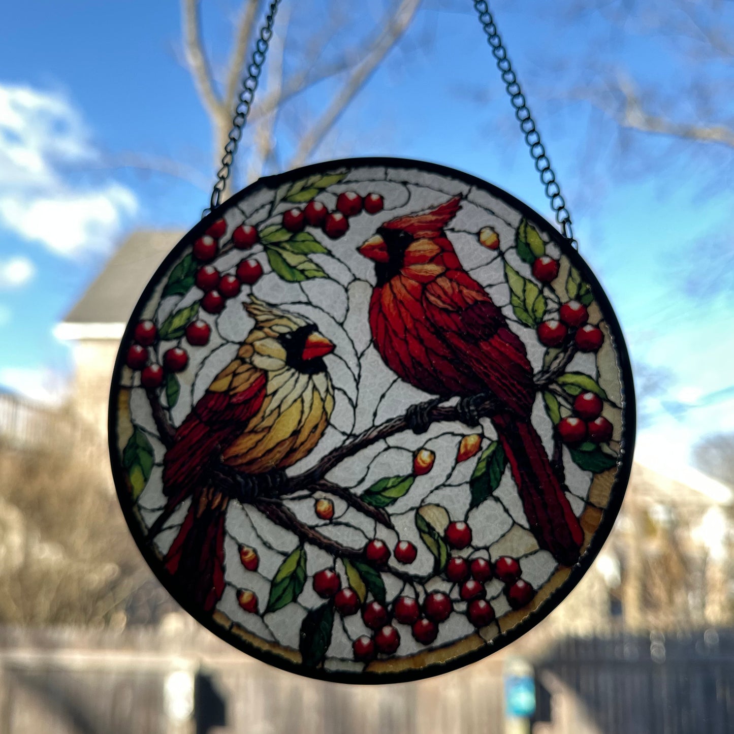 Always Near Cardinal Couple Suncatcher