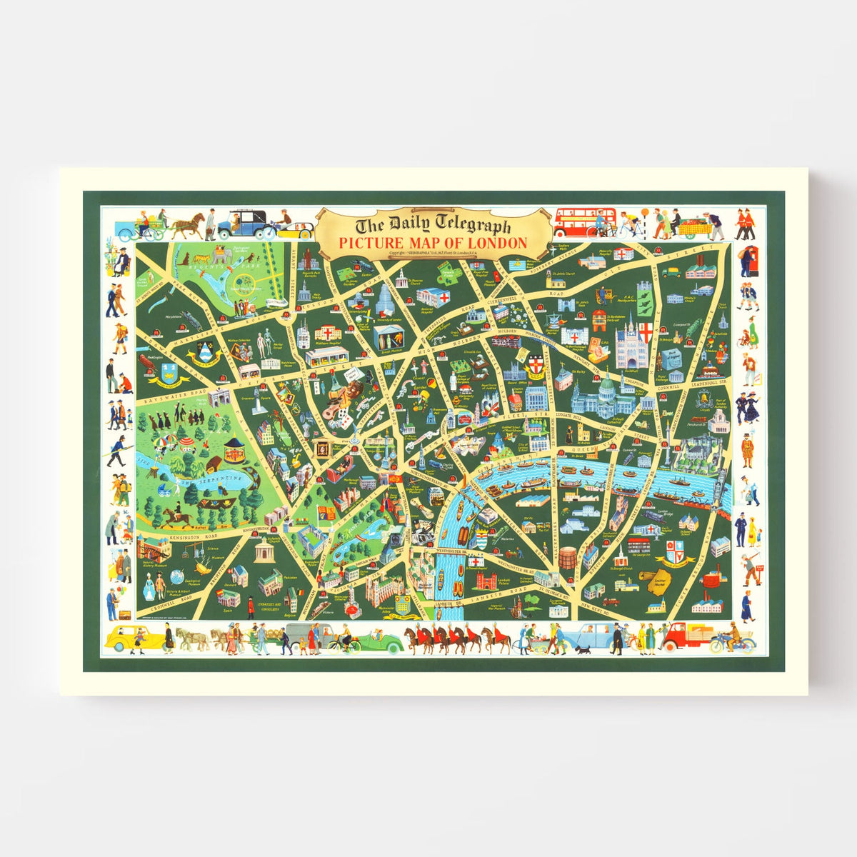 Vintage Map of London, England 1950 Wall Art
