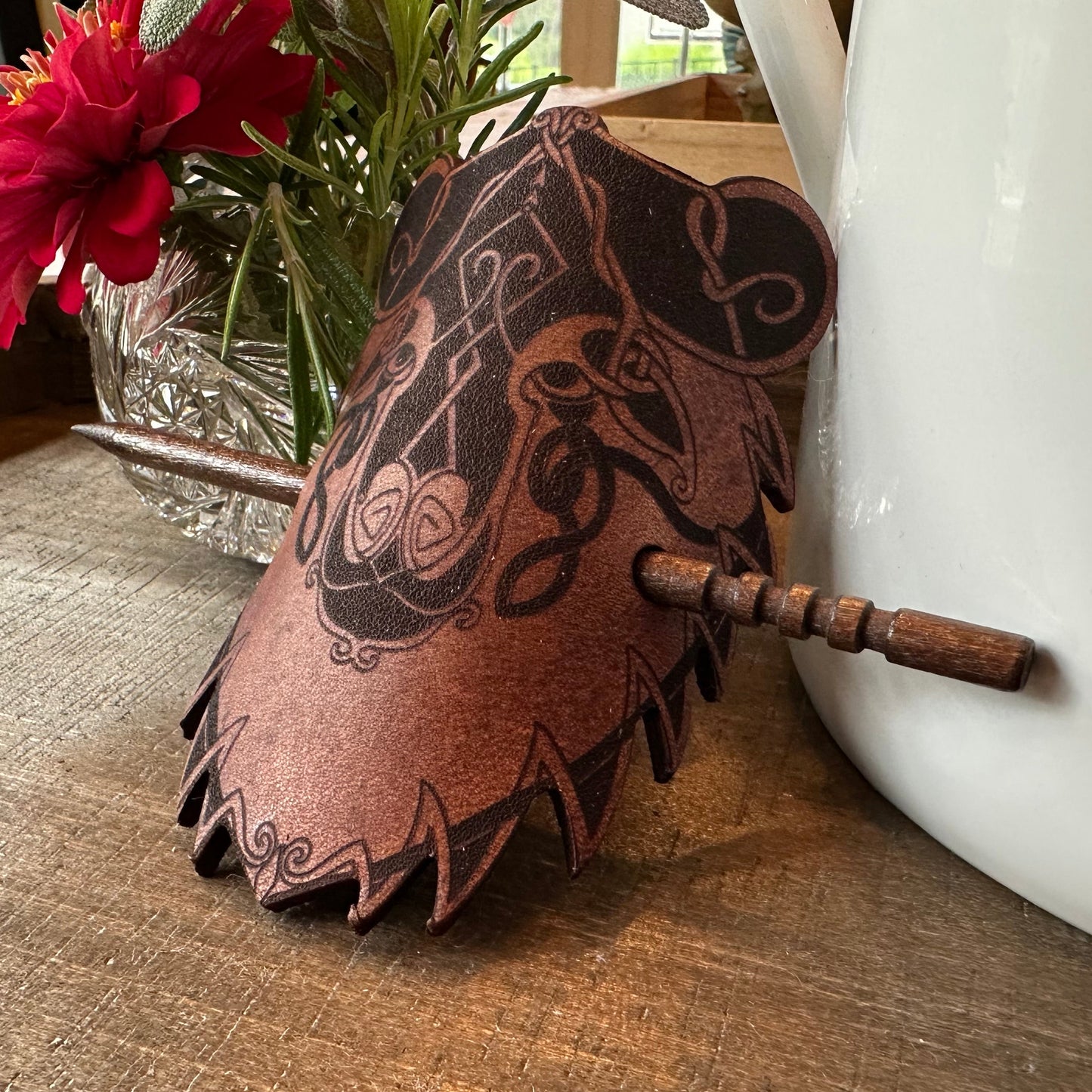 Celtic Bear Leather Hair Slide for Women