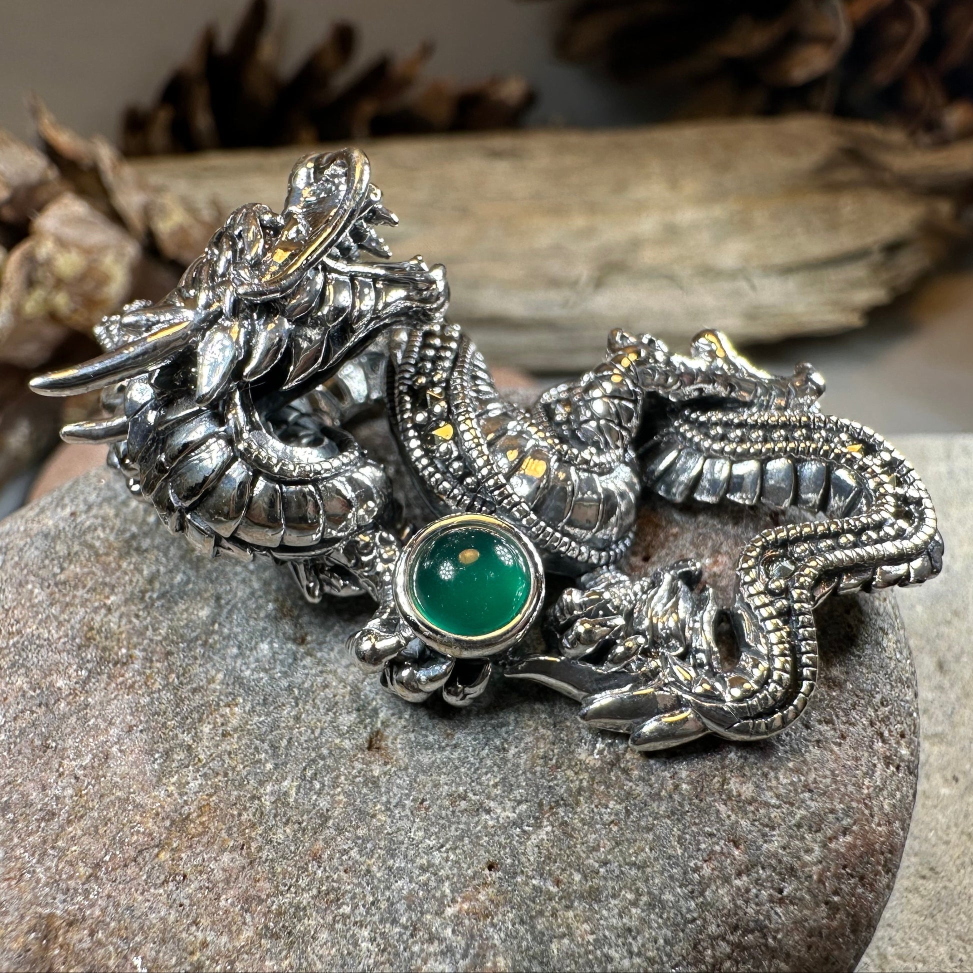 Avrae Marcasite Dragon Necklace in Sterling Silver — view 7