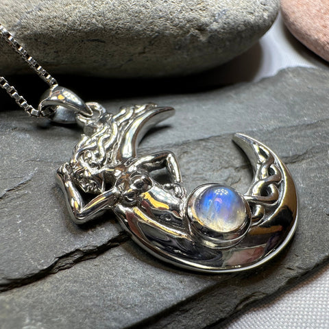 Load image into Gallery viewer, Gealach Moon Goddess Necklace with Moonstone
