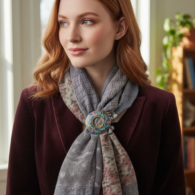 Enamel Celtic Birds Scarf Ring