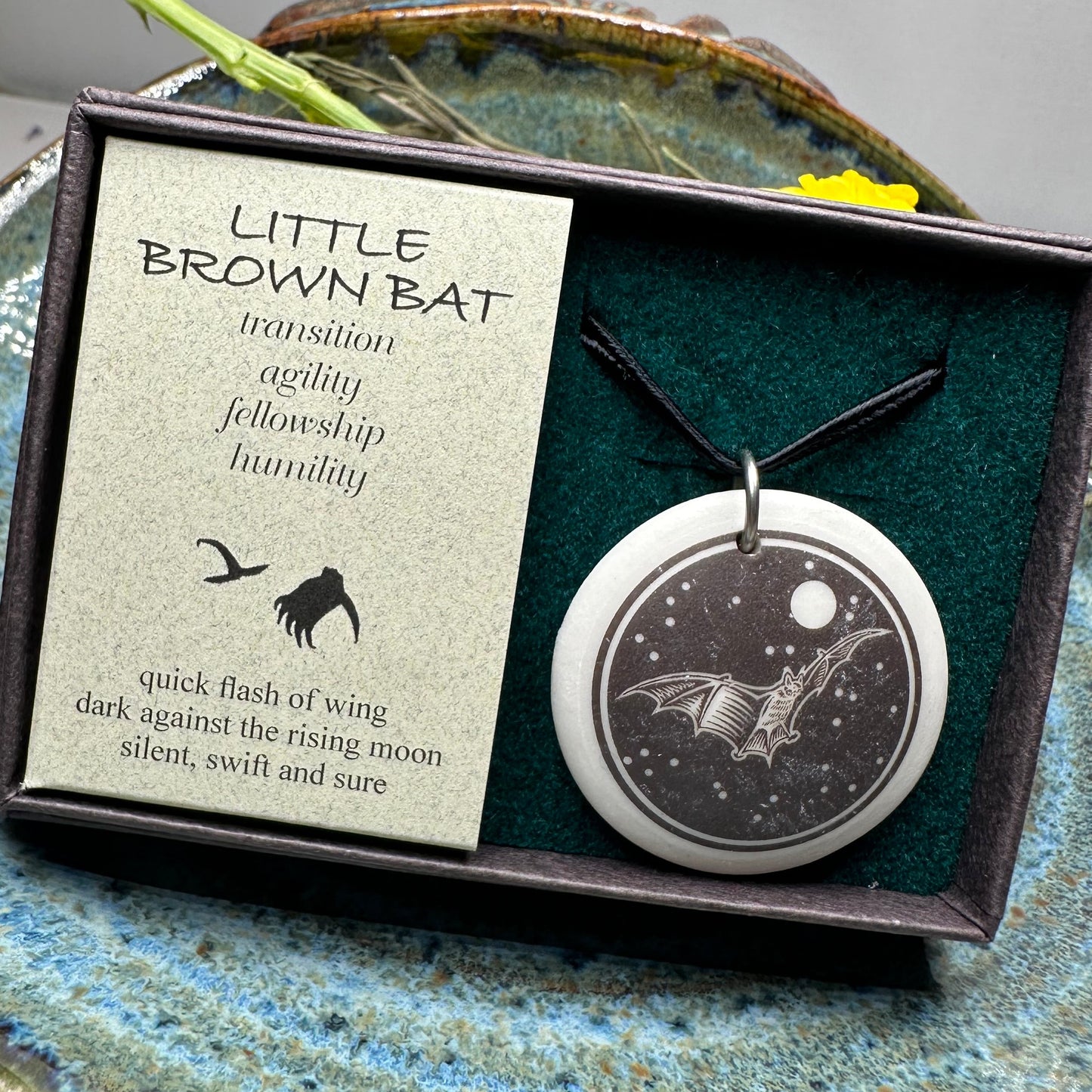Artisan Brown Bat Necklace - Handmade in the U.S.A.