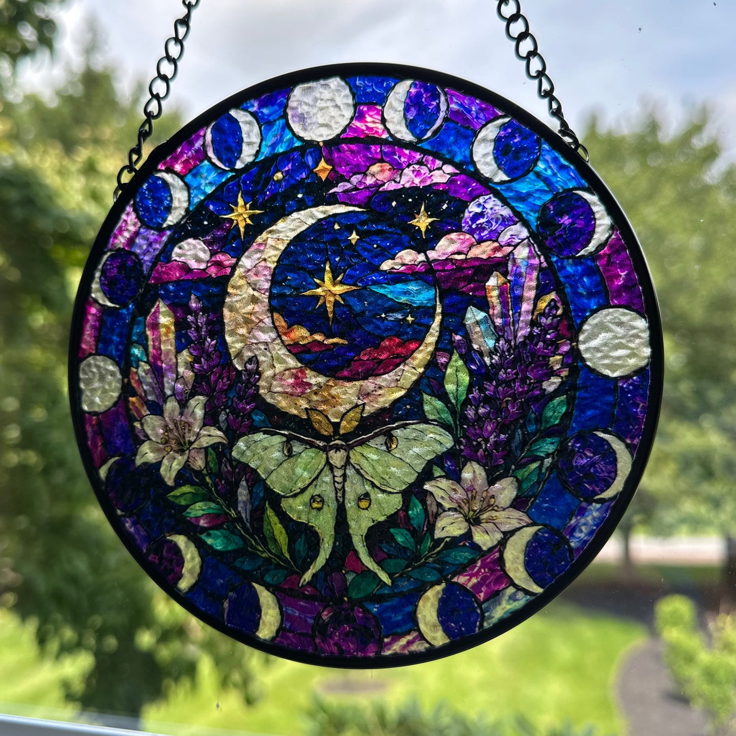 Magical Crescent Moon & Luna Moth Suncatcher