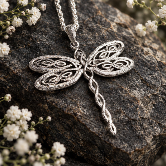 Summerdancer Celtic Dragonfly Necklace in Sterling Silver