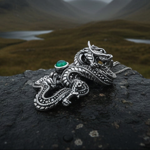 Load image into Gallery viewer, Avrae Marcasite Dragon Necklace in Sterling Silver
