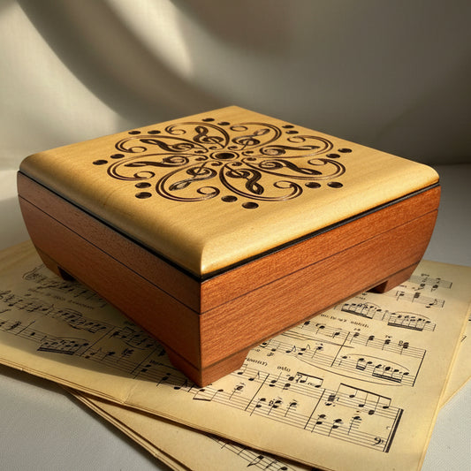 Treble Clef Music Note Keepsake Box - Handmade Wooden Box