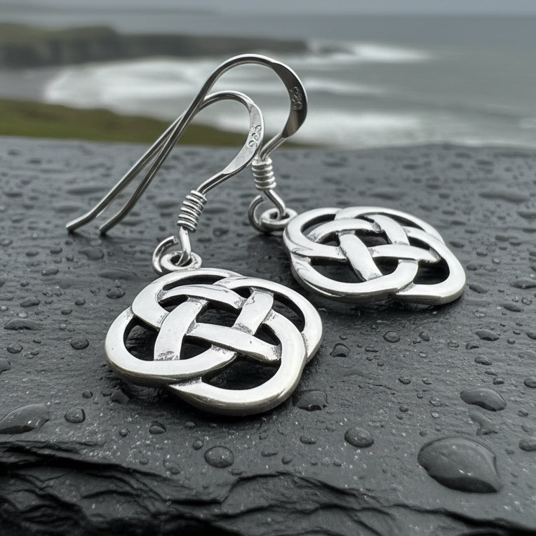 Classic Celtic Dara Knot Earrings in sterling silver