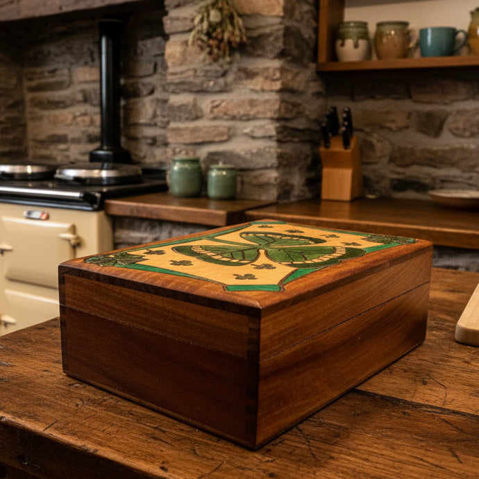Celtic Shamrock Keepsake Box - Handmade Wooden Box