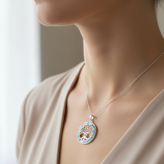 Carmina Tree of Life Shell Necklace in Sterling Silver