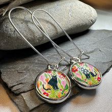 Load image into Gallery viewer, Garden Black Cat Art Earrings
