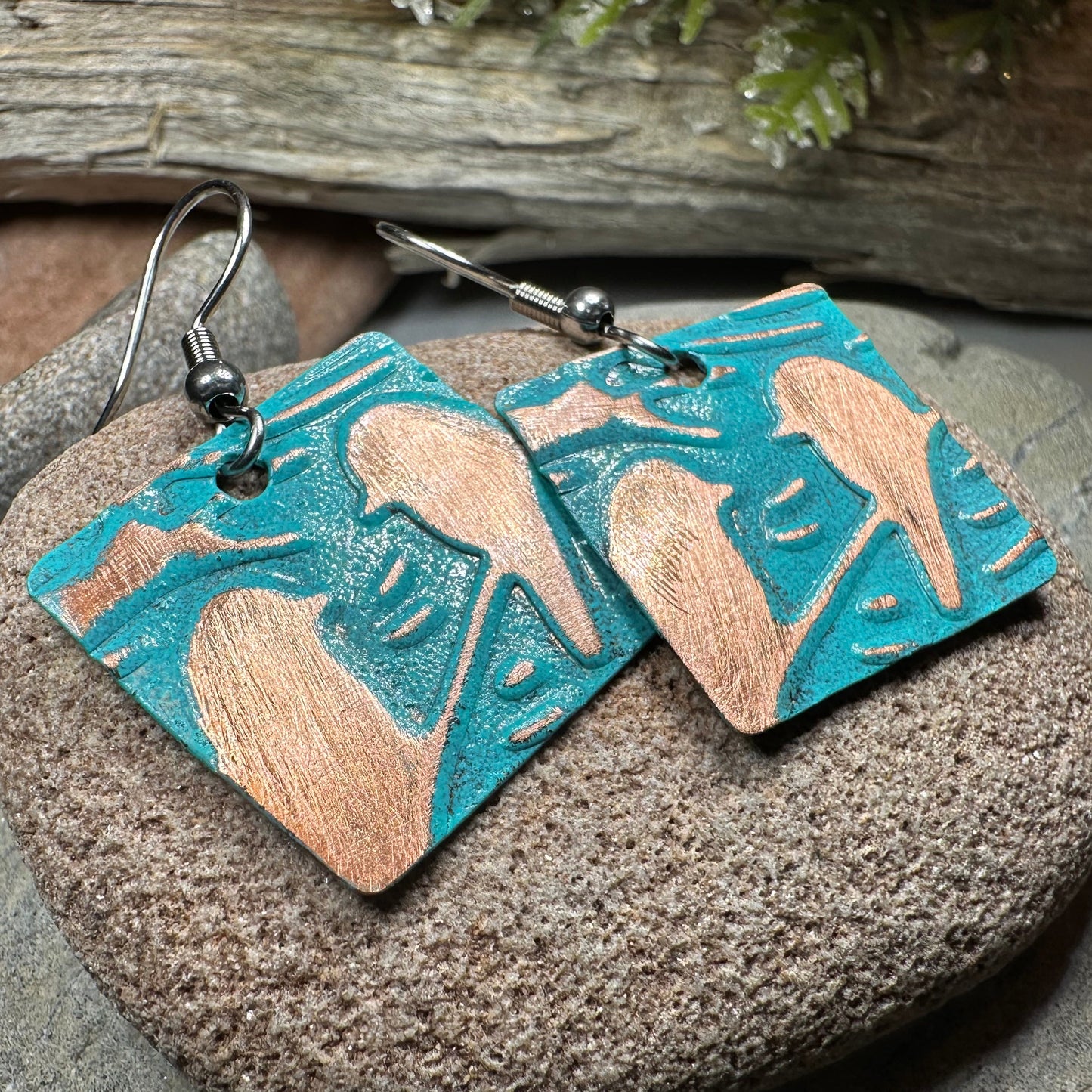 Summersong Bird Copper Dangle Earrings