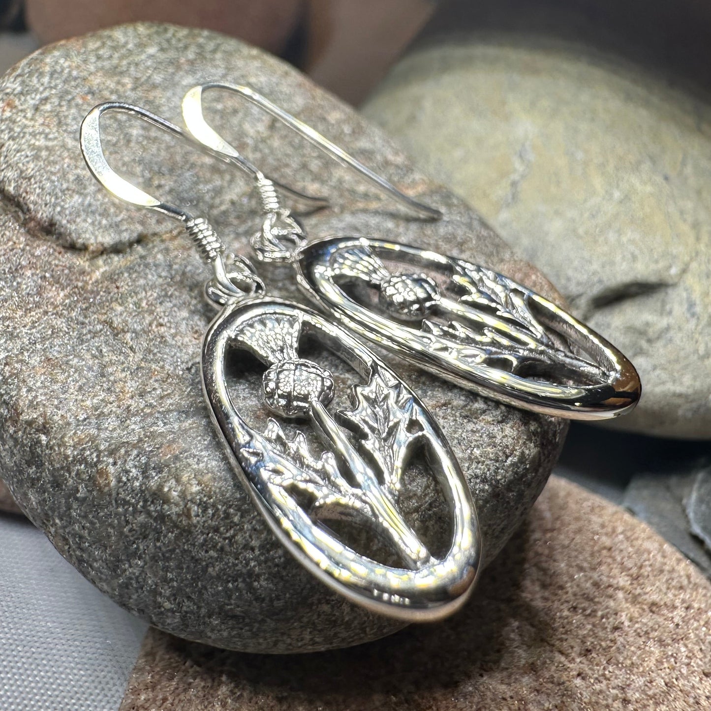Wildwood Scottish Thistle Earrings in Sterling Silver